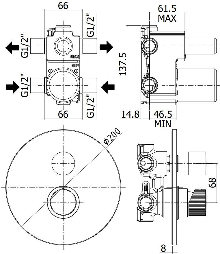 Смеситель для душа Paffoni Jo JO018NO (с внутренней частью)