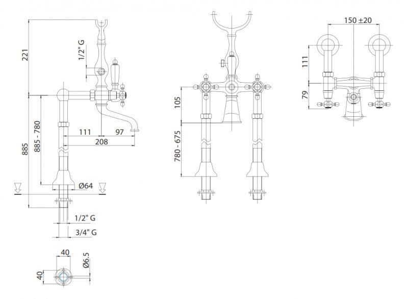 Напольный смеситель для ванны CEZARES LORD-VDP