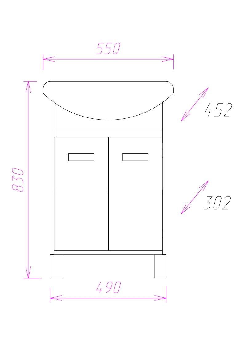 Тумба Onika Гамма 55 напольная, ясень шимо/венге (ум. Erica 55)