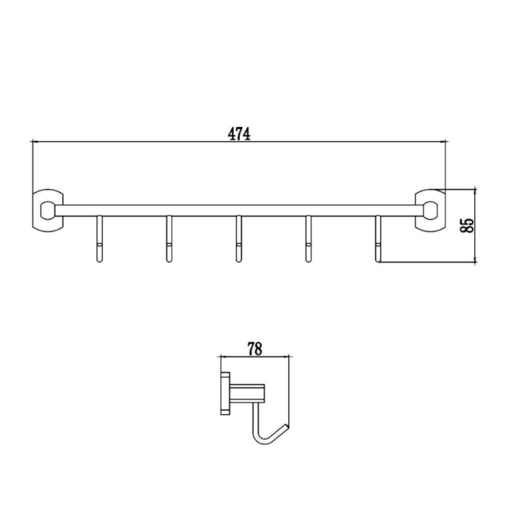 Планка с крючками Savol S-009975, хром