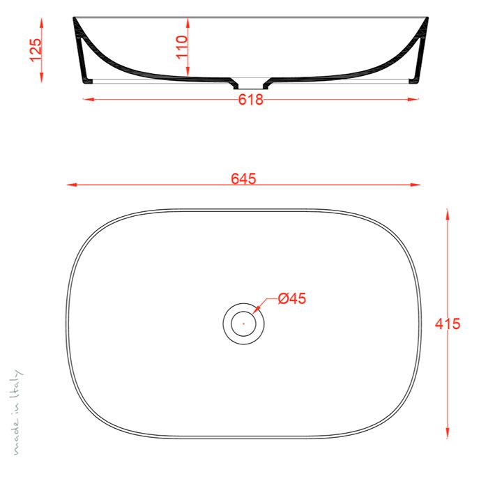 Artceram Ghost Раковина накладная 65х42 см, , без отв под смеситель, без слив-перелива, цвет giallo zinco