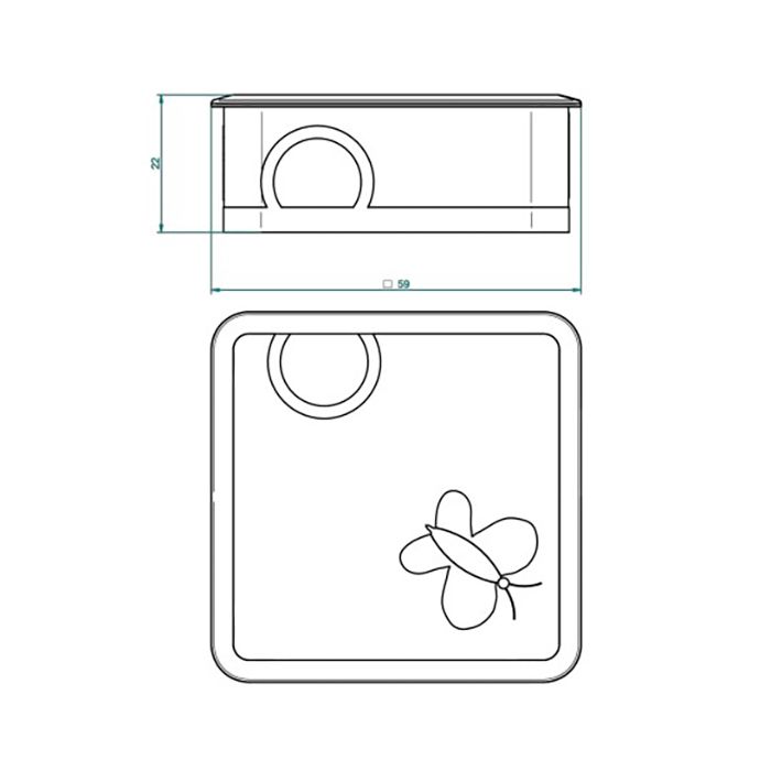 THG CAPUCINE MAUVE DECOR OR Коробка для таблеток керамическая, квадратная 55х55 мм., настольная, декор золото/лиловый, цвет белый, артикул A7D-A02-4617