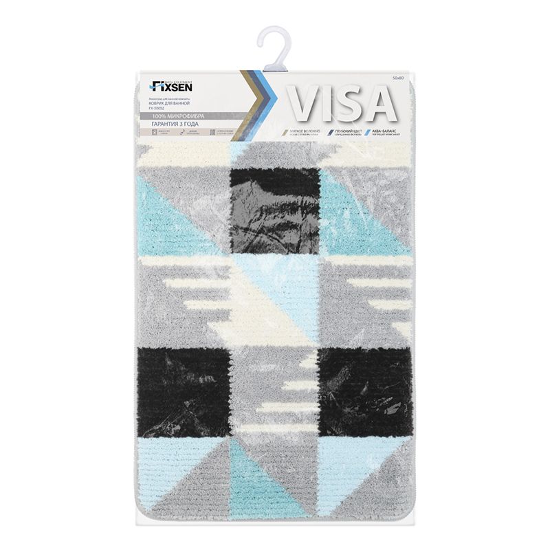 Коврик для ванной комнаты FIXSEN VISA FX-5005Z, серо-бирюзовый, артикул FX-5005Z
