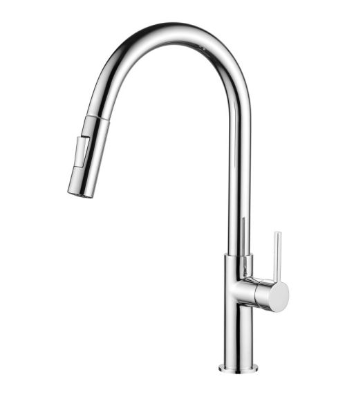 AQG SORT, смеситель для кухни с закругленным поворотным 2х режинным  изливом, цвет хром