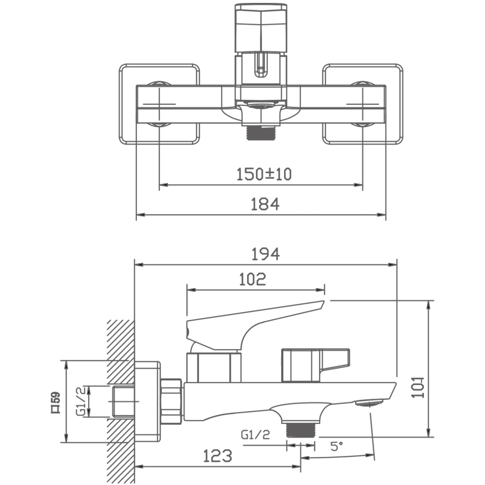 Смеситель для ванны HAIBA золотой (HB60726-5), артикул HB60726-5