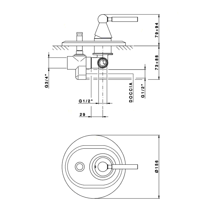 Nicolazz Torre Смеситель для ванны на 1 отверстие, встраиваемый, с перекл. для душа, цвет: хром