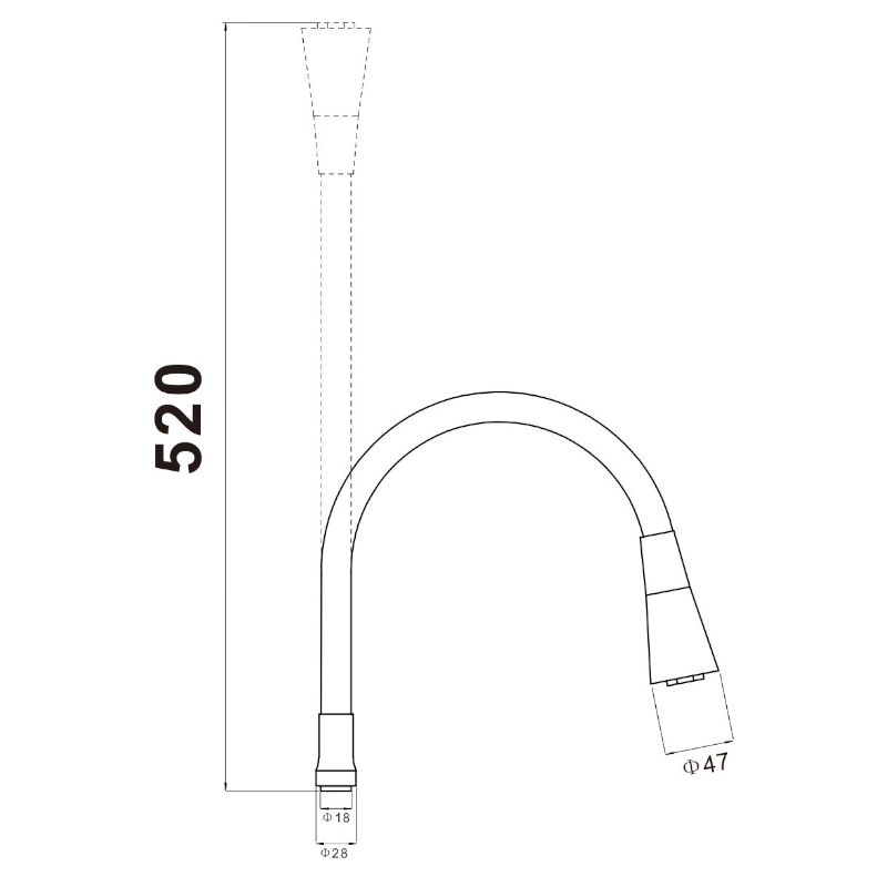 Гибкий излив для кухонного смесителя Savol S-MCG04L, серый