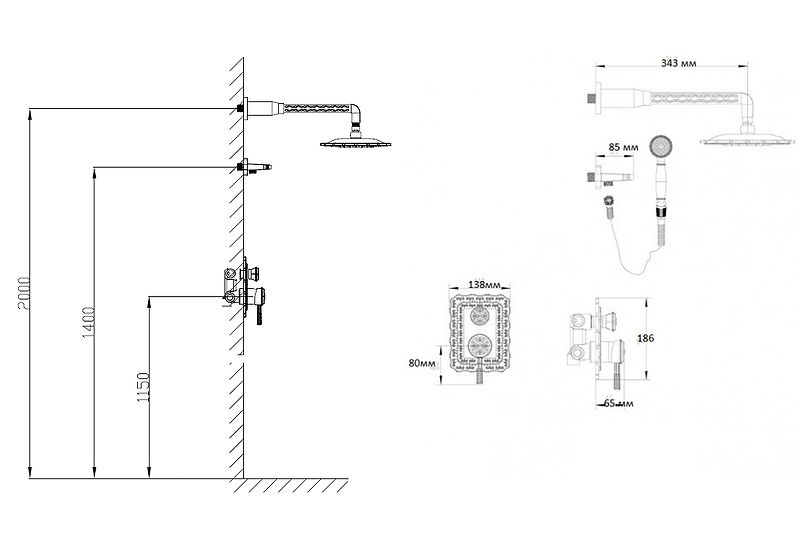 Душевая система Bronze de Luxe Windsor 10138DF Бронза
