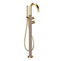 Fantini Venezia In Смеситель для ванны, напольный, с ручн душем, излив 241 мм, (наружняя часть), цвет: Matt British Gold PVD