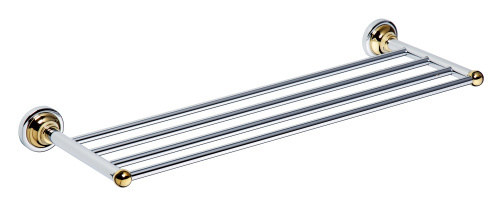 Полка-полотенцедержатель Retro 665x65x225мм, золото/хром