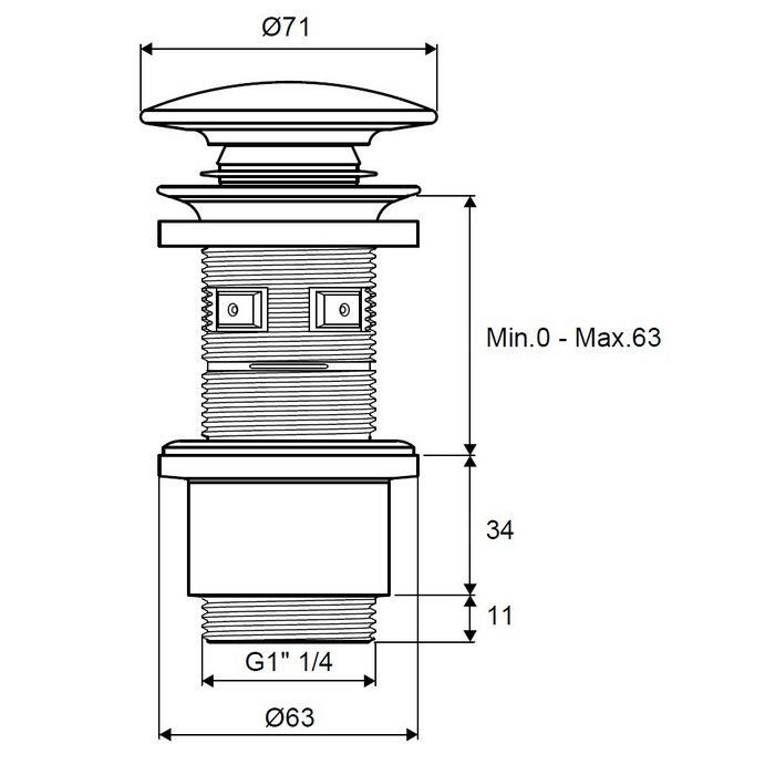 Донный клапан EXCELLENT для умывальника, клик-клак (белоснежный)