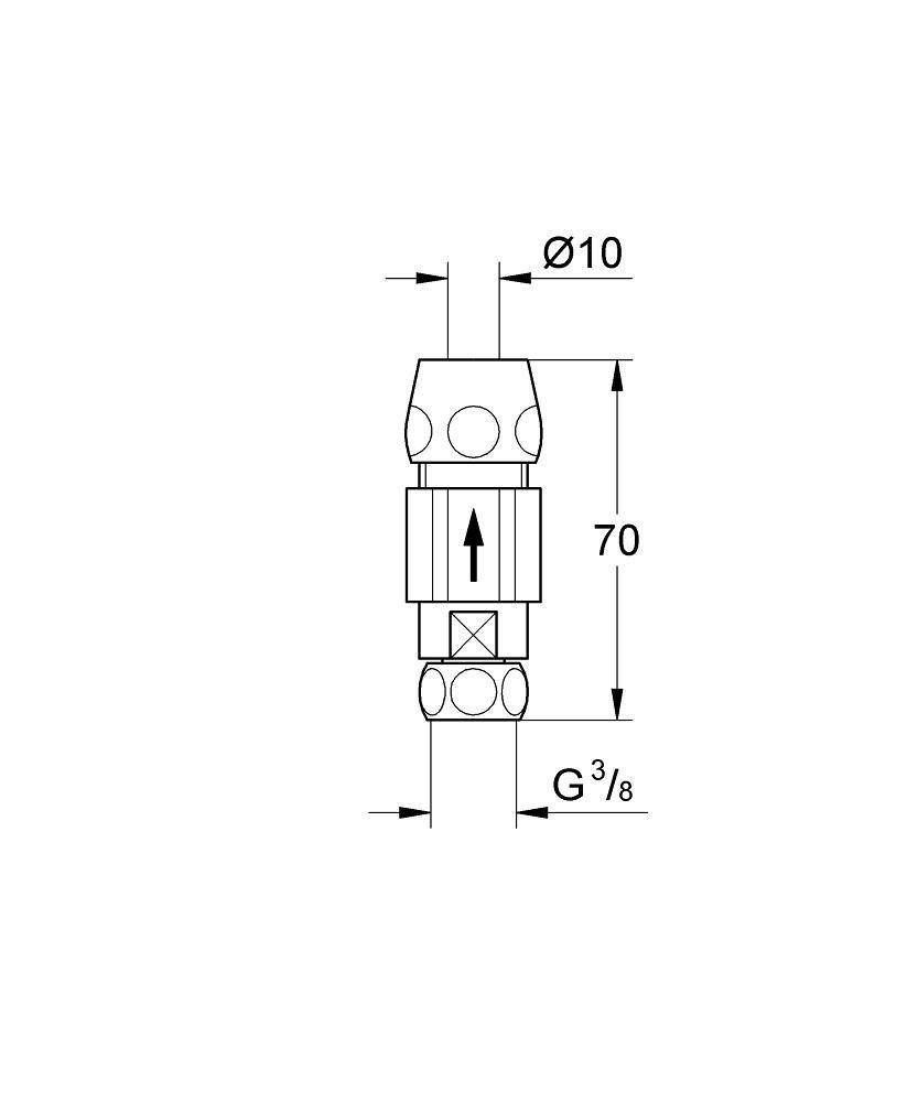 Обратный клапан 3/8 дюйма GROHE Eggeman, хром (41270000) Обратный клапан 3/8 дюйма GROHE Eggeman, хром (41270000)