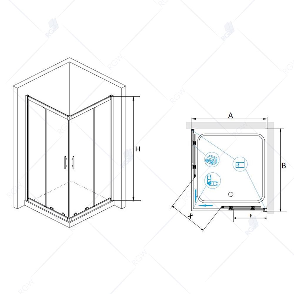 Душевой уголок RGW HO-31 (800x800, Прозрачное)
