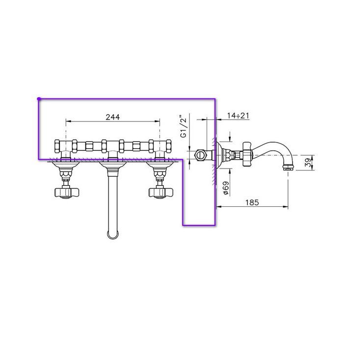 Nicolazzi Dames Anglaises Встраиваемая часть для смесителя 1477EXTCR18  со стены