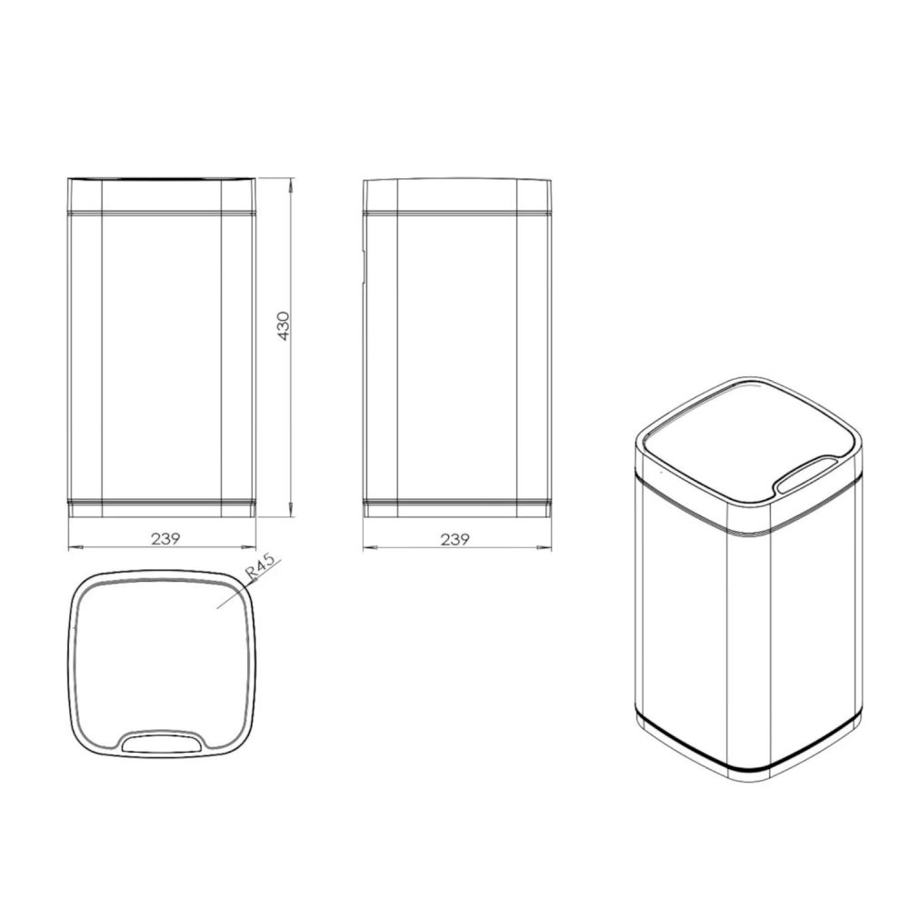 Сенсорное ведро JAVA S-883B-12H, 12 литров