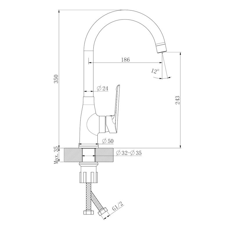 Смеситель для кухни Esko Lagos White LG519W, белый