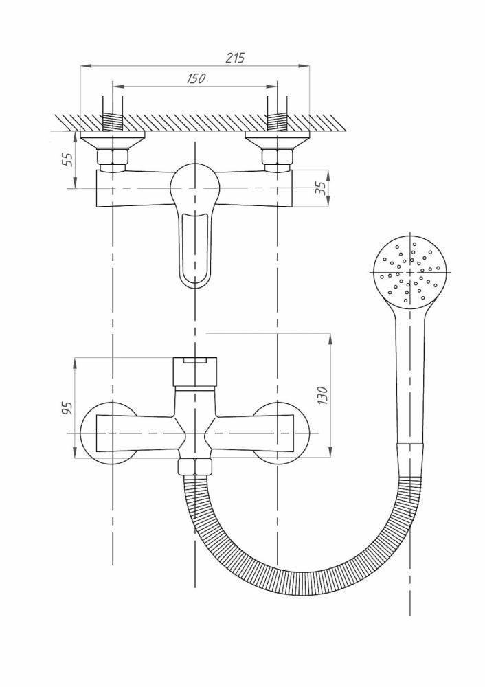 Смеситель для душа FAUZT FZs-241-B101 тип См-ДшОНРШл, артикул FZs-241-B101