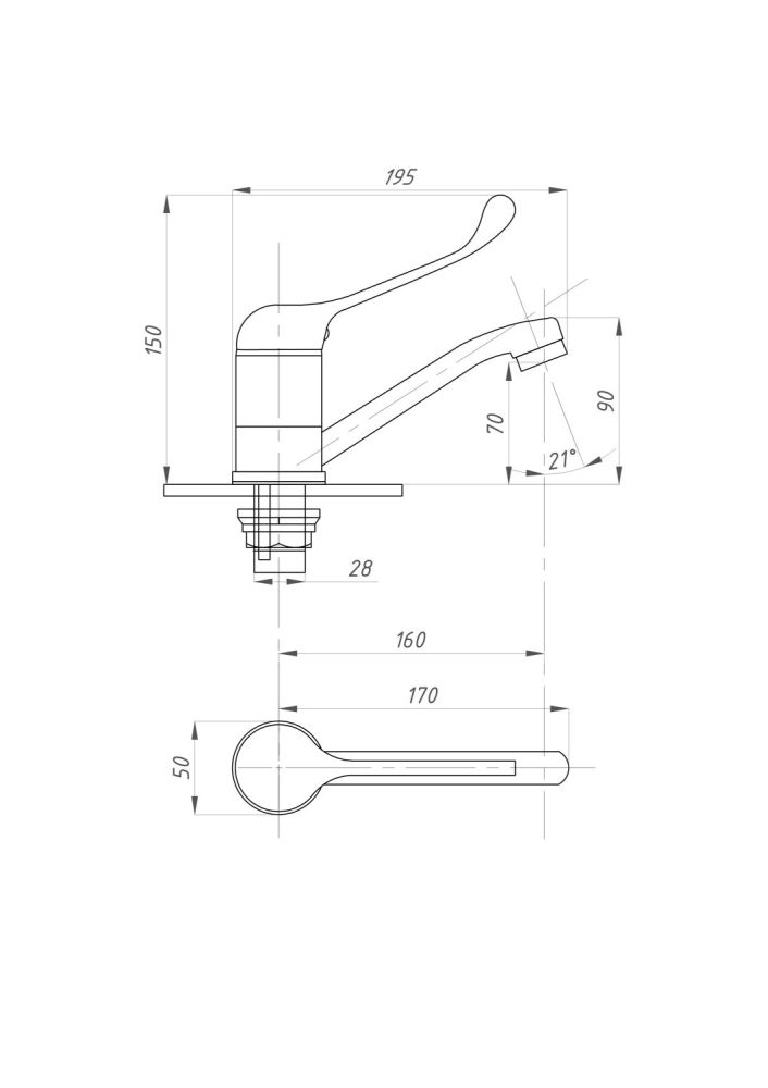 Смеситель локтевой ПСМ-Профсан ПСМ-215-055 МЕДИК хирургический для раковины тип См-УмЛЦБА, См-МЛЦБА, артикул PSM-215-055
