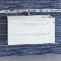 Тумба под раковину Санта Сатурн 100 см, 700273, 2 ящика, подвесная, белый (ум. Classic 100 литой мрамор)