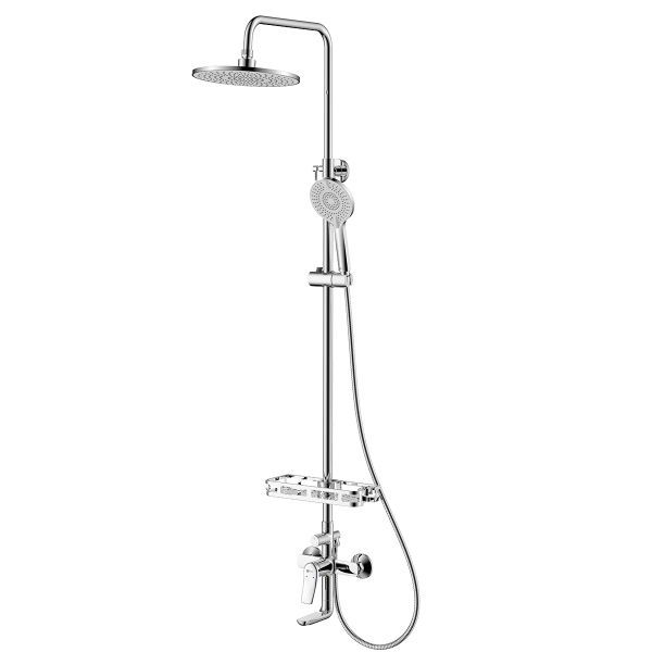 Смеситель Lemark Ortus для ванны и душа с регулируемой высотой штанги и верхней душевой лейкой "Тропический дождь" (LM11362C)