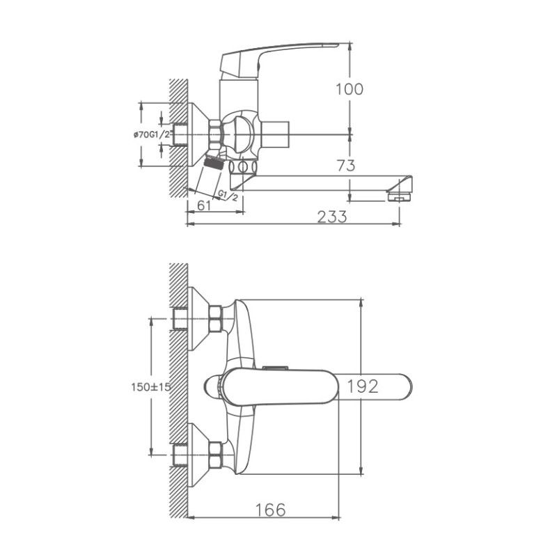 Смеситель для ванны Haiba HB60183, хром
