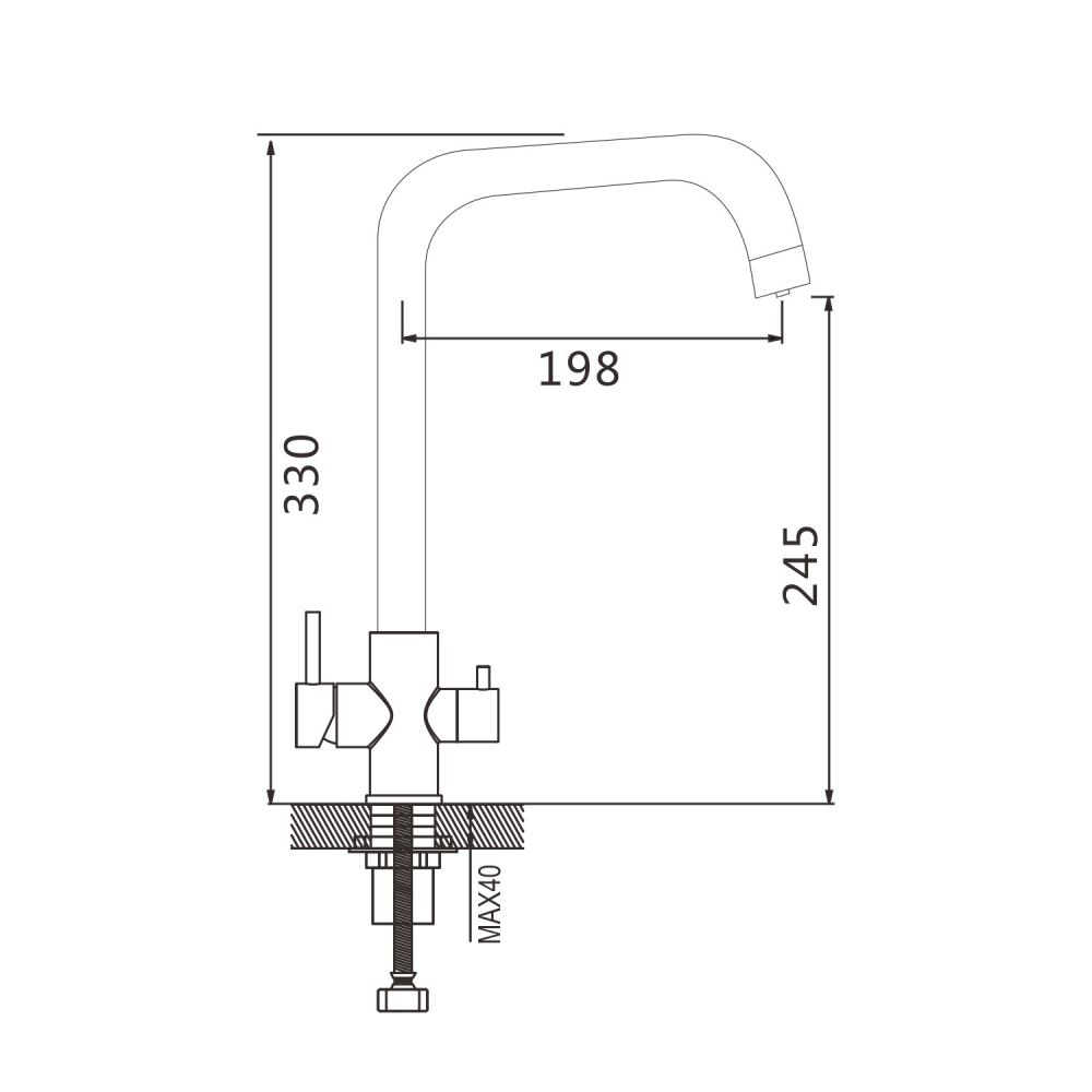 Смеситель для кухни с подключением фильтра Shevanik S228G, золотой сатин, артикул S228G