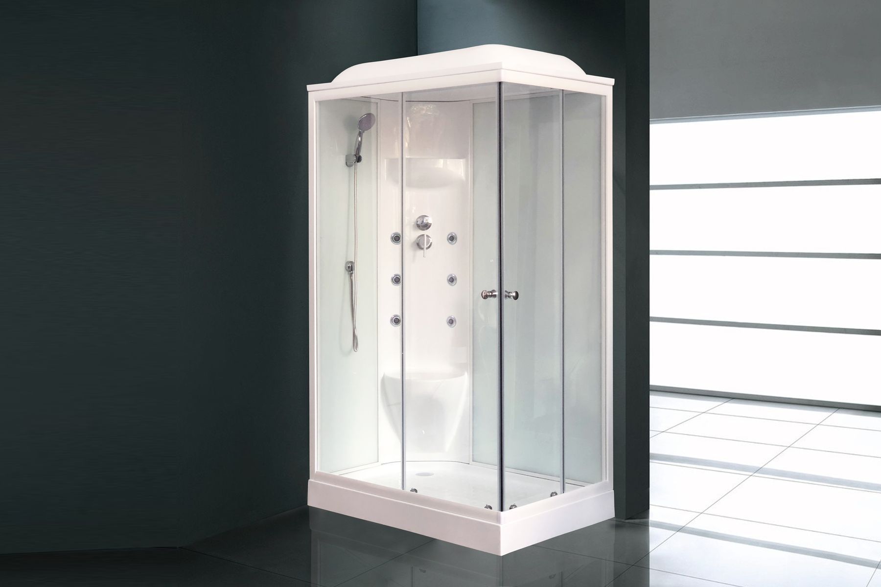 Душевая кабина Royal Bath RB 8120HP7-WT (белое/прозрачное) левая Душевая кабина Royal Bath RB 8120HP7-WT (белое/прозрачное) левая