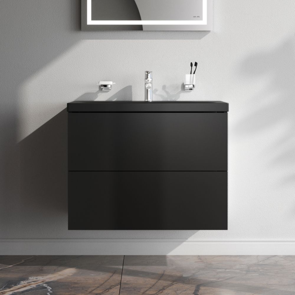 M90FHX07522BM GEM, База под раковину, подвесная, 75 см, 2 ящика push-to-open, цвет: черный матовый M90FHX07522BM GEM, База под раковину, подвесная, 75 см, 2 ящика push-to-open, цвет: черный матовый
