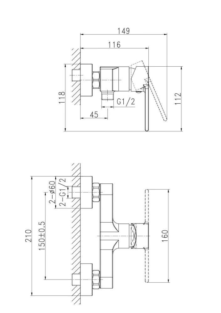 Смеситель для душа Cersanit BRASKO однорычажный (63022), артикул 63022