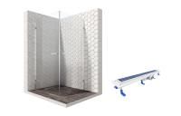 Душевой уголок Ambassador Abner 10011105-ST4, квадратный, линейный трап, 90х90