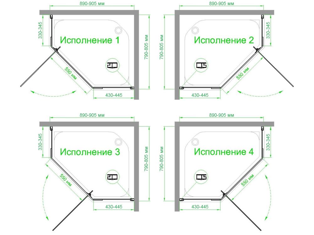 Душевой уголок Royal Bath RB 9080TR-T-BL  80х90х200 (прозрачное), артикул RB9080TR-T-BL