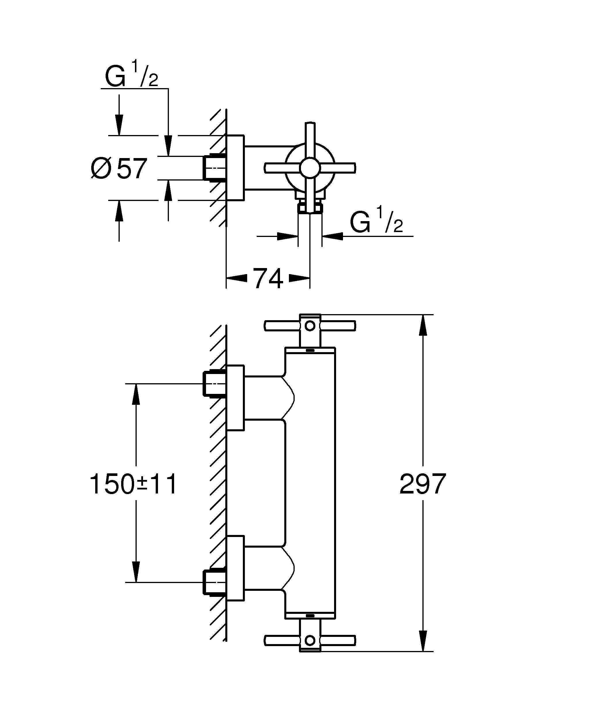 Смеситель для душа GROHE Atrio New, настенный монтаж, суперсталь (26003DC3)