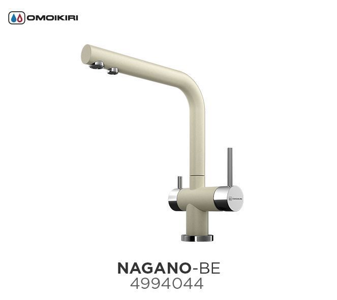 Смеситель для кухни, OMOIKIRI, Nagano, тип открывания воды-однорычажный, тип регулирования воды-керамический картридж, монтаж-на раковину/столешницу, отверстия для монтажа-1, высота, мм-294, вынос излива, мм-206, тип излива-поворотный, тип подводки-гибкая