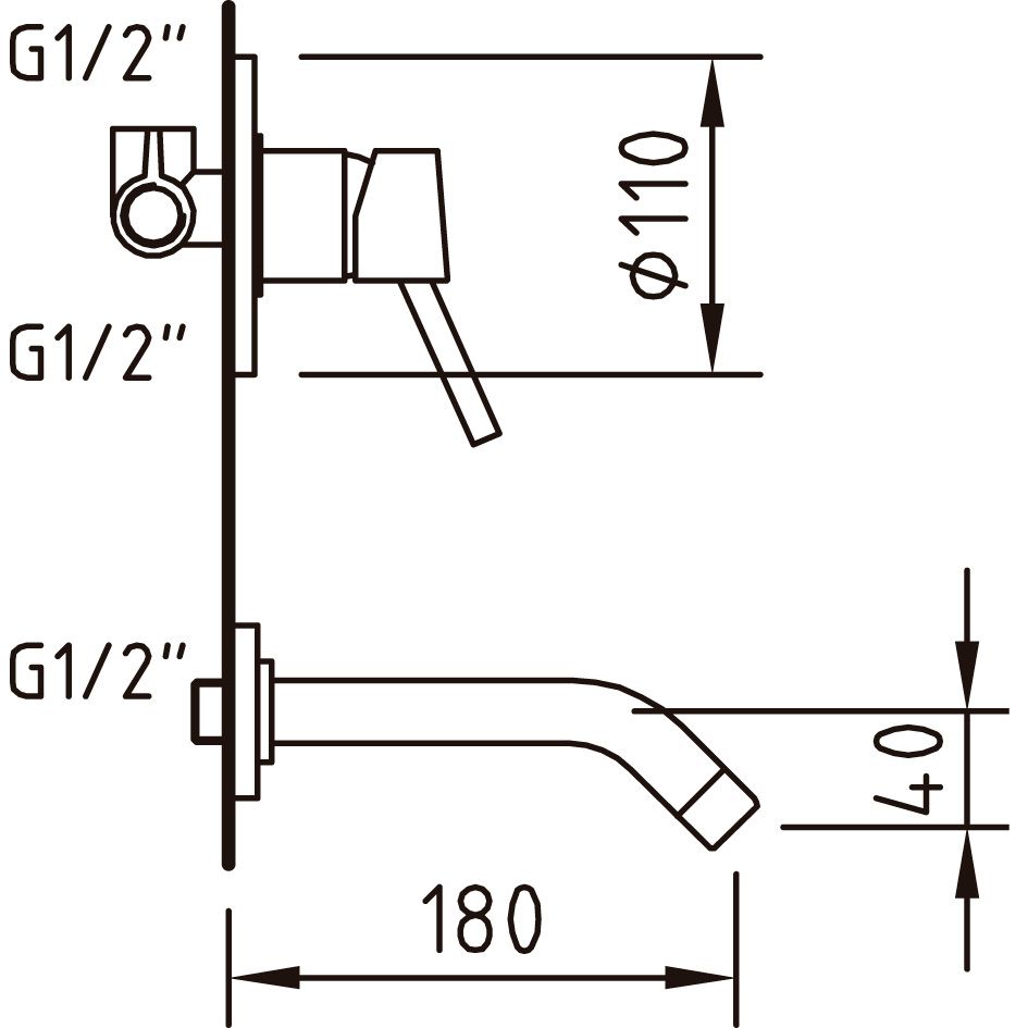 CAIMAN URBAN Смеситель встраиваемый для умывальника, хром