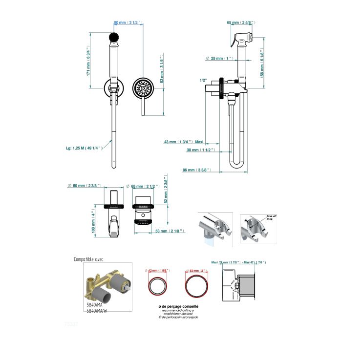 THG Встраиваемая часть однорычажного смесителя для гигиенического душа, артикул G00-A00-5840/MA