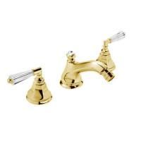 NICOLAZZI TEIDE CRYSTAL Смеситель для биде на 3 отверстия, двухвентильный, в комплекте с донным клапаном, цвет Gold