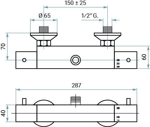 Emmevi Piper, термостатический смеситель с подключением к душевой колонне, цвет хром