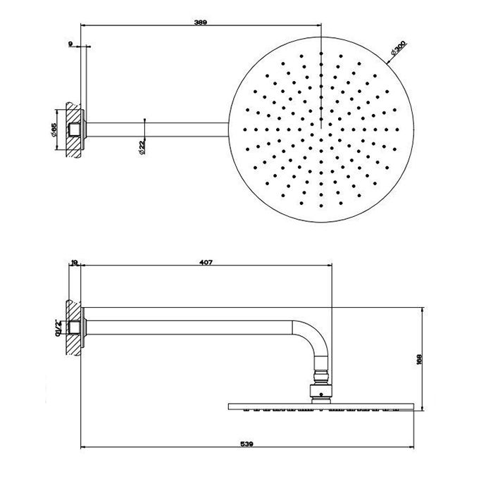 GESSI INCISO Душевая головка настенная, шарнирная на 1/2”,  Ø300мм, цвет: brushed brass pvd