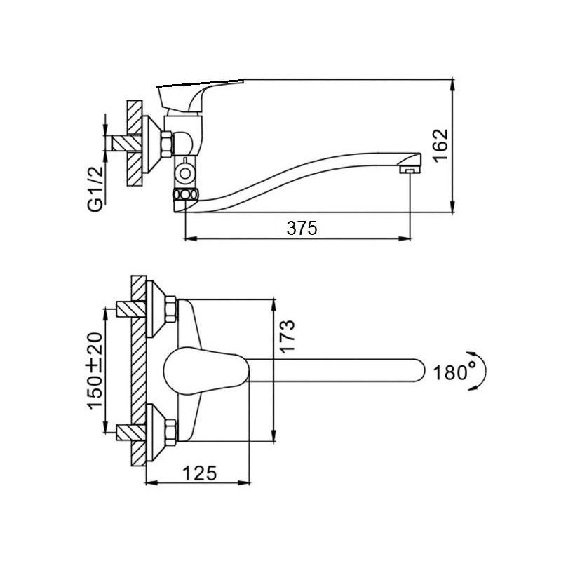 Смеситель для ванны D-Lin D140422-6, хром