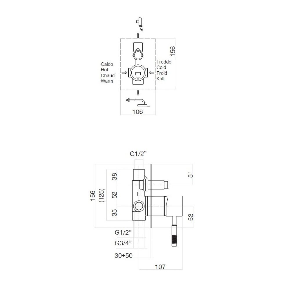 Смеситель для душа встраиваемый Webert Rimini RI860101560, черный
