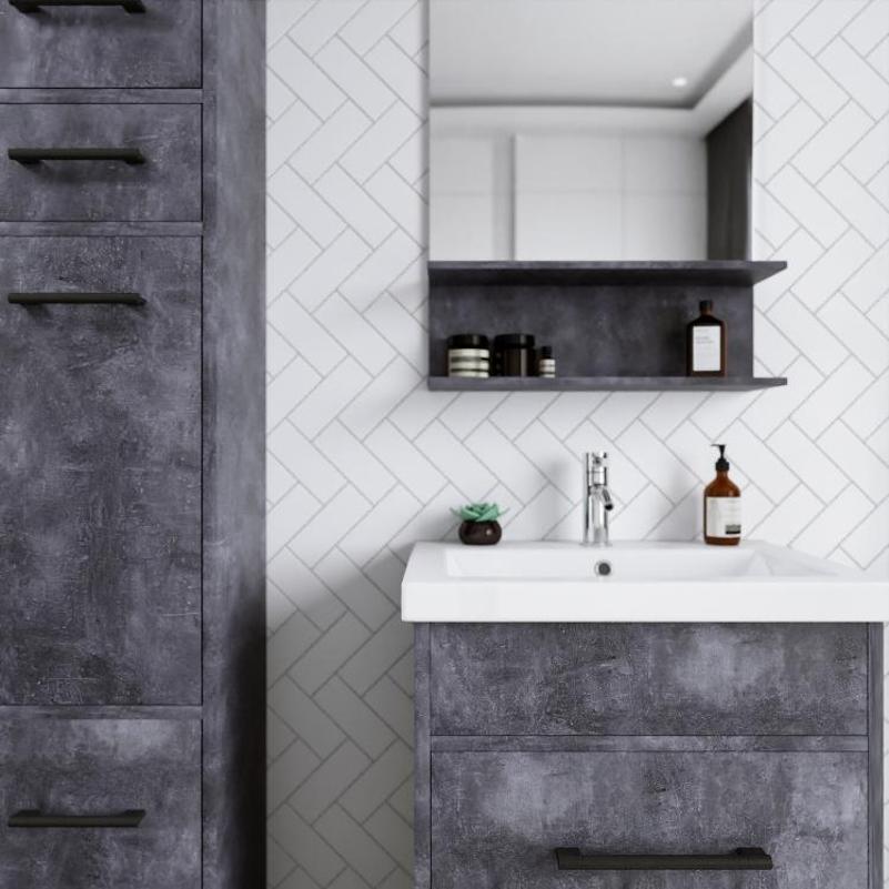 Тумба под раковину напольная Бриклаер ЧИЛИ цемент, 60 см, артикул 4627125415210