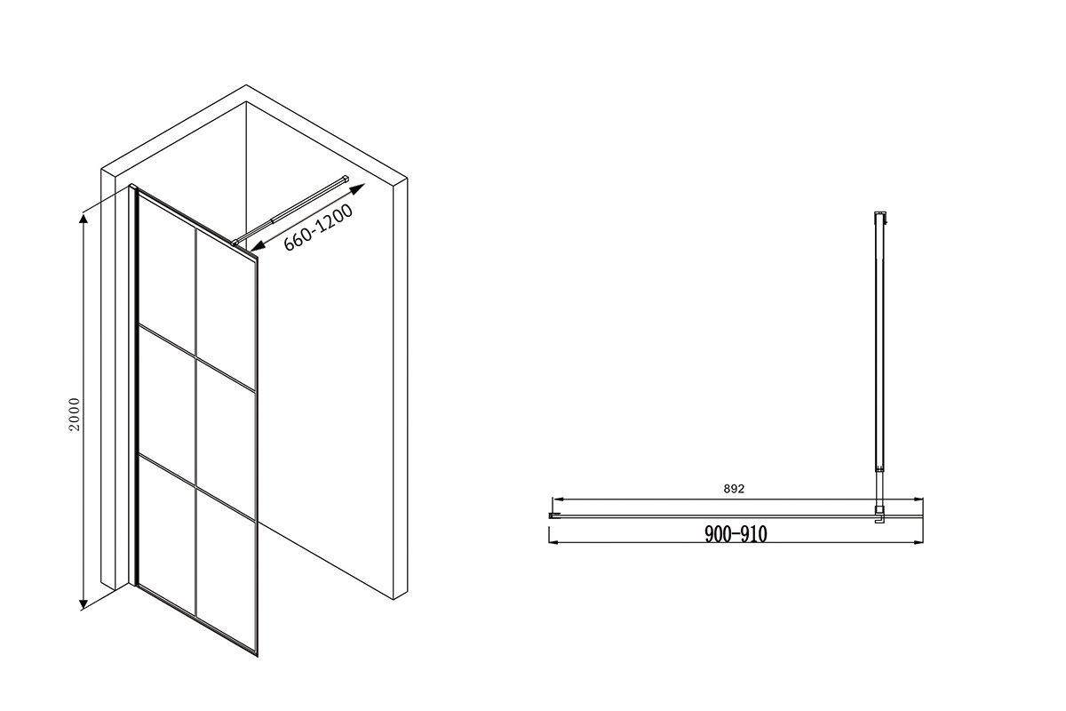 Душевая перегородка ABBER Immer Offen AG62090B Душевая перегородка ABBER Immer Offen AG62090B
