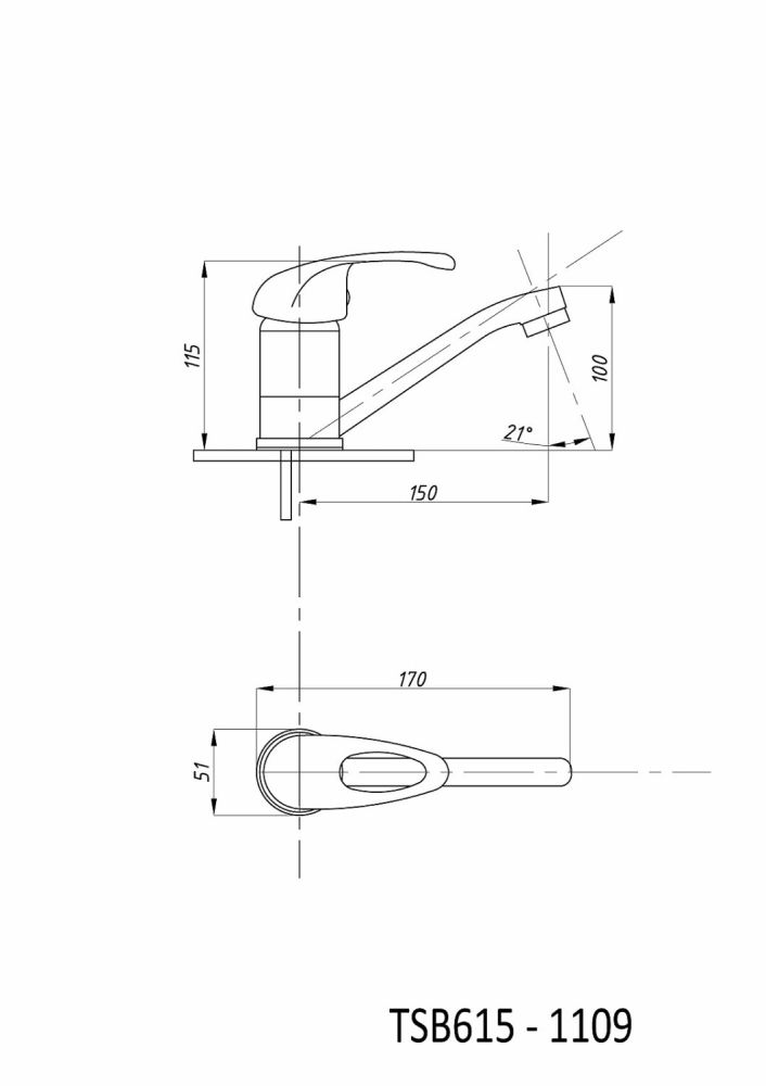 Смеситель для раковины TSARSBERG (TSB-615-1109) тип См-УмОЦБА, См-МОЦБА, артикул TSB-615-1109