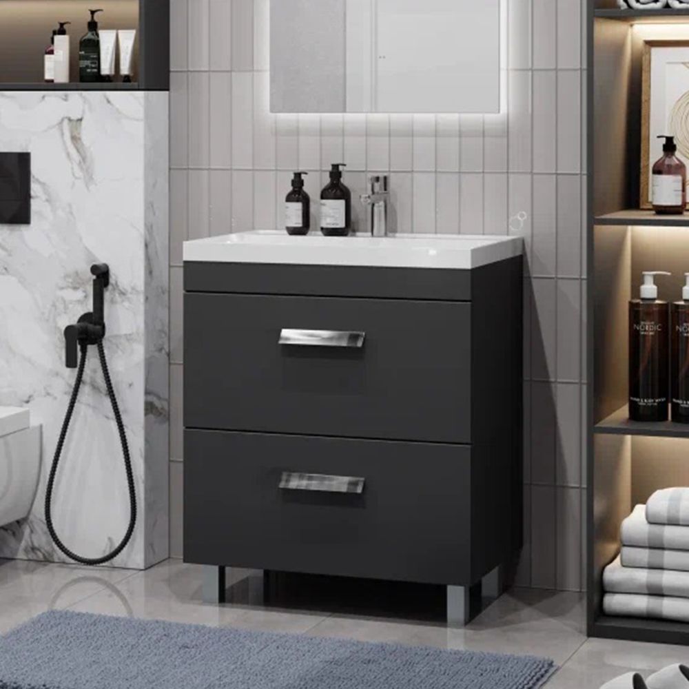 Тумба под раковину напольная Velvex Orlando tn.ORL.CLA.70.2Y графит, 70 см, артикул tn.ORL.CLA.70.2Y графит