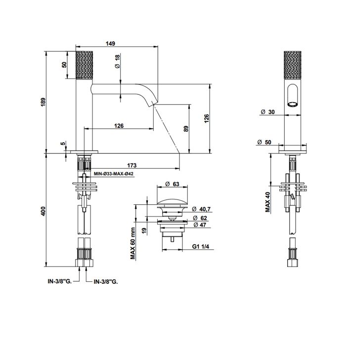Bongio  Capsule Смеситель для умывальника донным, клапаном clic-clac.цвет хром/ручка GG, артикул 88321CRGG