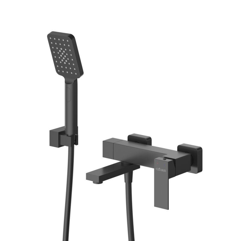 SLIDER-VD-GM Смеситель для ванны и душа однорычажный в комплекте с ручным душем, шлангом и держателем, оружейная сталь, артикул SLIDER-VD-GM