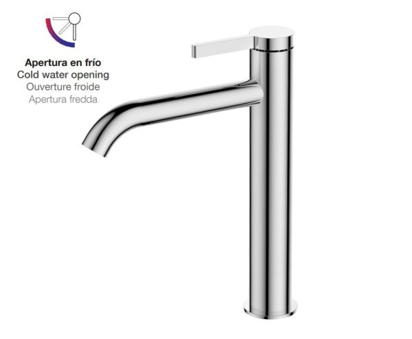 AQG Urban Flow, высокий однорычажный смеситель для раковины без донного клапана, цвет хром