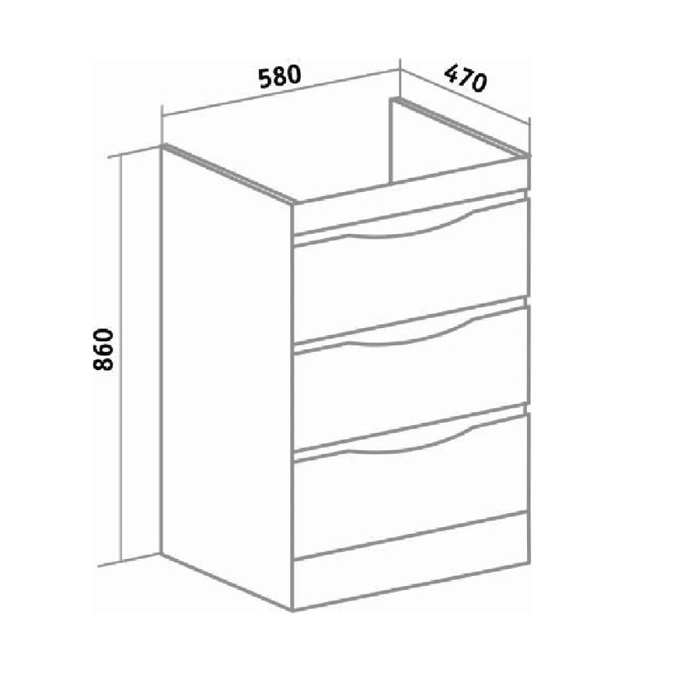 Тумба Runo Орион 60 под умывальник 00-00001024, 00-00001025 (Гамма 120 лайт левое/правое крыло) (УТ000003442), артикул УТ000003442