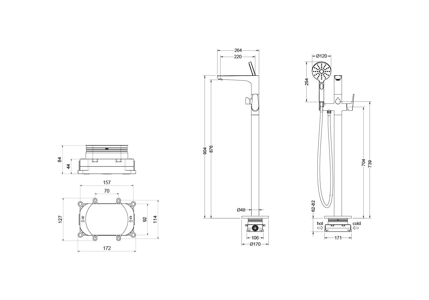 Смеситель для ванны напольный (внешняя и скрытая часть) AQUATEK AQ1145CR БЕТТА Смеситель для ванны напольный (внешняя и скрытая часть) AQUATEK AQ1145CR БЕТТА