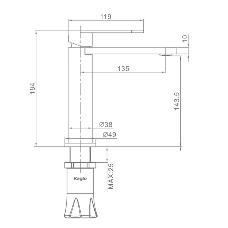 Смеситель для раковины Raglo R10.10.05, сатин